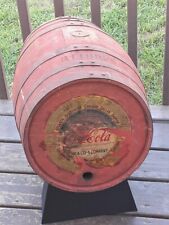 ANTIQUE COCA COLA WOOD SYRUP BARREL w EARLY PAPER LABEL 10 GAL KEG BOTTLE SIGN picture