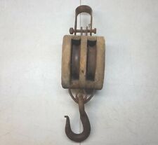 Boston Lockport Co Heavy Duty Large 2 Sheave Wooden Block And Tackle Pulley Vtg picture
