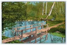 c1930's Rustic Bridge, Prentice Park Ashland Wisconsin WI Vintage Postcard picture