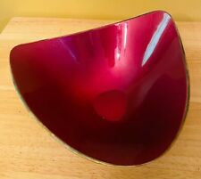 Reed & Barton Enameled Red Silverplate Triangle Shaped Candy Bowl picture