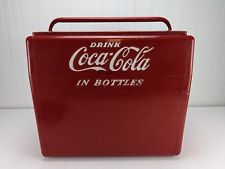 Vintage Metal Coca Cola Cooler with Tray Bottle Opener Plug 1950's Ice Chest picture