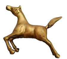 Brass Horse Running Tail Up Solid Metalware Equestrian Equine 5 x 4