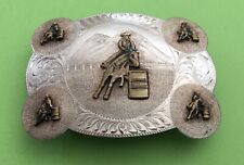 Vintage Signed Western Sterling Silver Ultimate Barrel Racing Trophy Belt Buckle picture