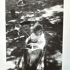VINTAGE PHOTO pedal car push car toy 1940s brothers little boys Original  Cute picture