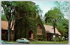 Simsbury Methodist Church 1951 Pontiac Chieftain Deluxe Connecticut Postcard picture