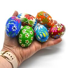 PISANKI Polish Easter Handpainted Wooden Eggs Set of 6 picture