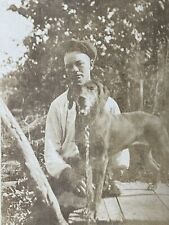 Snapshot Photograph Id’d Young Man Holding Hunting Dog 1920s  picture