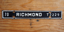 1970 RICHMOND Virginia License Plate Topper picture