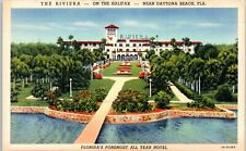 c1940s Linen Postcard Daytona Beach FL Florida The Riviera Hotel on the Halifax picture