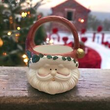 Vintage Earthenware Santa Christmas Basket 1997 Holiday at Home 9 1/4 Inch picture