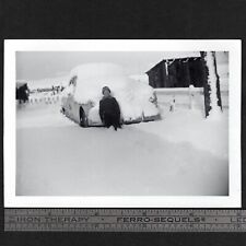 CarSpotter: 1950s Auto Under Big Snow Young Man: Vintage 1966 SNAPSHOT Photo picture