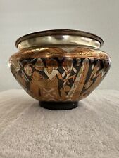 Authentic Brass And Copper Bowl With Ancient Egyptians Etched In Made In Egypt picture