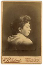 CIRCA 1890'S CABINET CARD Interesting Profile Young Woman WR Ireland Holton KS picture