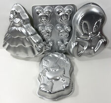 Vintage Lot 1990s Wilton Cake Pans Barbie Mickey Mouse Chick ￼& Tweety Bird USA picture