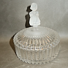 MJ Hummel Goebel Avon 1993 Crystal Trinket Dish Container Frosted Girl Finial picture