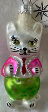 Christopher Radko early vintage SHY KITTEN ornament, 89-066-1, NEW/MINT w/tag picture
