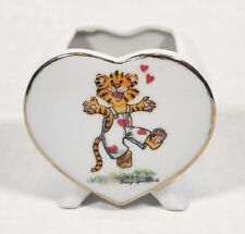 Suzy Spafford 1977 Suzy's Zoo  Tiger Heart Shaped Vase Enesco Japan picture