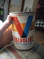 Vintage VALVOLINE Motor Oil CAN Worlds First Empty SAE 10W-20W-40 OPEN ON BOTTOM picture