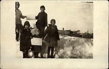 RPPC children winter storm signs Big Snow Storm Dec 23 1918 real photo location? picture