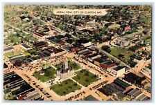 c1940's Aerial View Buildings Roads Street City Of Clinton Missouri MO Postcard picture