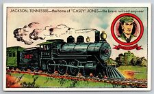 Casey Jones Brave Railroad Engineer 1863-1900 Jackson TN Postcard T8 picture
