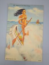 Legend of the White Canoe Niagara Falls New York Linen Postcard Native American  picture