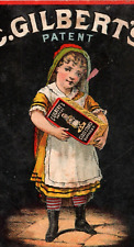 AR-196 C. Gilbert's Gloss Starch Girl Holding Package Victorian Trade Card picture