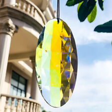 120MM AB Aurora Large Oval Crystal Feng Shui Faceted Prism Hanging Suncatcher picture