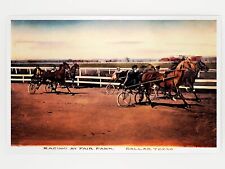 Horse Racing at Dallas, Texas circa 1910 Retouched Postcard [METALLIC LUSTER] picture