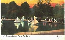 NYC Central Park Conservatory Water Model Boat Lake Sunset 1909 New York City  picture