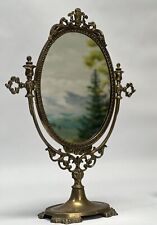 Vintage Mid Century Italian Brass Vanity Table Dresser Swivel Mirror picture