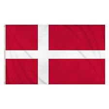 LARGE 5FT X 3FT DENMARK FLAG UK DANISH NATIONAL BANNER COLOUR WITH BRASS EYELETS picture