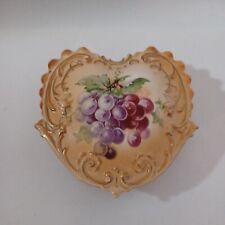 Royal Bruxonia Austria Heart Lidded Trinket Dish Ceramic Grapes  picture