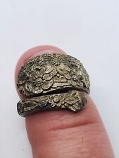 SIZE 5.5 STERLING SILVER ANTIQUE EARLY CENTURY FLORAL SPOON RING MARKED 8.9g picture