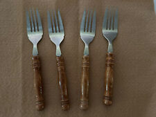 Old Homestead Stainless  Wood Handles  Set of 4 Salad Forks   6 5/8