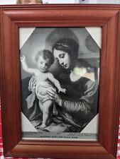Vintage Wood Frame Madona and Jesus Child Pic 9X7 By Dolci 1616-1686 picture