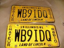 Illinois 1981 Pair Amateur Ham Radio Operator Old License Plates WB9IDQ picture