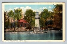 Detroit MI-Michigan, Lighthouse & Log Cabin, Palmer Park, c1917 Vintage Postcard picture