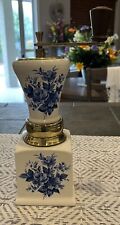 Vintage White & Blue Rose Porcelain Coffee Grinder Brass Trim From Italy picture
