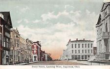 Napoleon Ohio~Perry Street Looking West~Restaurant~1910 Postcard picture