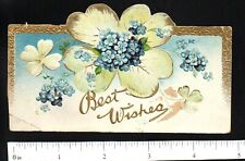 EMBOSSED GOLD BORDERED PANSY FLOWERS FRIENDSHIP CARD 1880'S VICTORIAN AGE picture