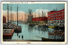 c1920s Market Slip St. John New Brunswick Canada Port Ships Vintage Postcard picture