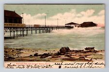 Old Orchard Beach ME-Maine, Hotel, Surf & Pier, Antique Vintage c1907 Postcard picture