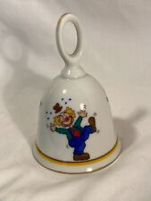 Papel Clown-Around White Porcelain Decorated Bell Three Clowns Gold Trim Vintage picture