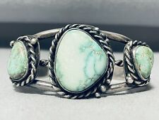 IMPORTANT VINTAGE NAVAJO CARICO LAKE TURQUOISE STERLING SILVER BRACELET picture