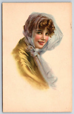Beautiful Potrait Woman W/ Scarf Gibson Art Co.  Postcard picture