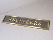 Vintage Heavy Cast Brass Engineers Door Sign Plaque Emblem 12