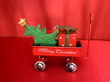 Metal Red Wagon Merry Christmas Ornament 5