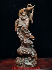 Chinese antique old square wood hand-carved statue of Dharma the Walking Man picture