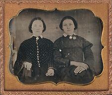 Identified Young Sisters Gold Tinted Wedding Rings 1/6 Plate Daguerreotype S182 picture